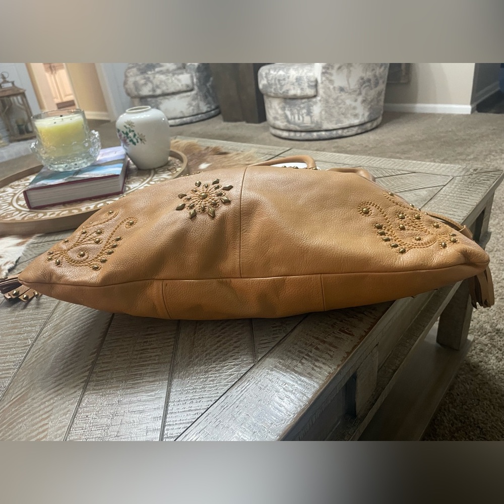 Isabella Fiore Camel Soft Pebbled Leather Hobo Bag - Picture 15 of 15